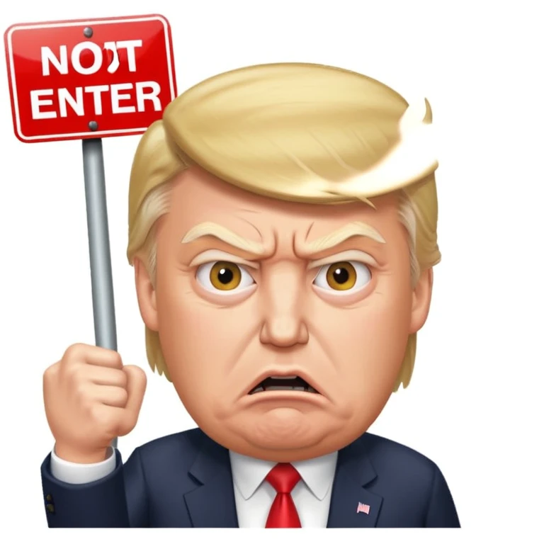Angry Donald Trump with a do not enter sign over him emoji