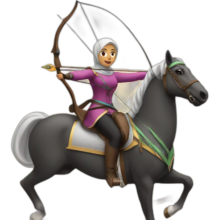 hijabi doing archery on horseback emoji