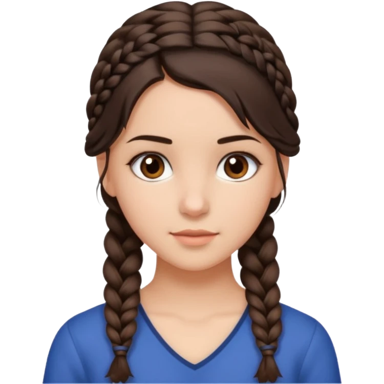 Draw me a brunette girl, with medium-length hair, dark brown eyes, and a side braid emoji
