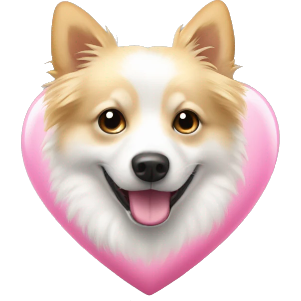 White and blonde spots spitz in a pink heart emoji