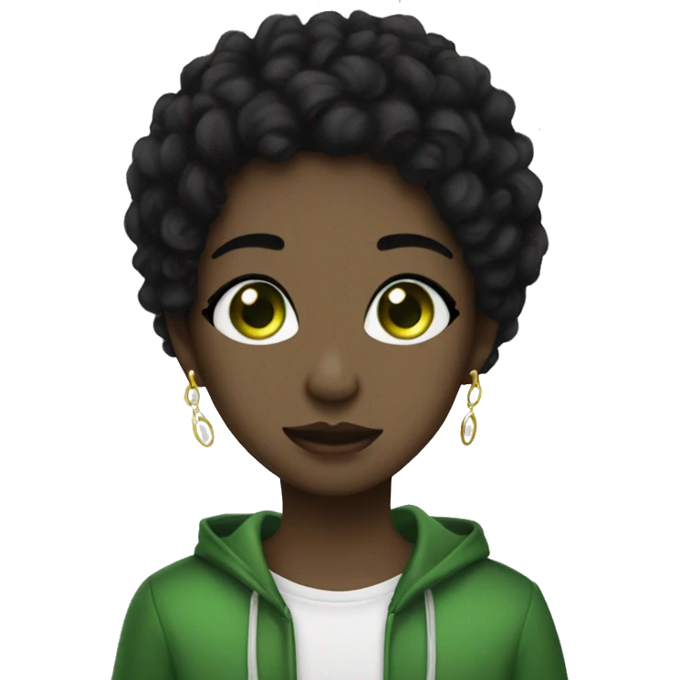 Person black hair white face framing green eyes gold septum gold nose ring  emoji
