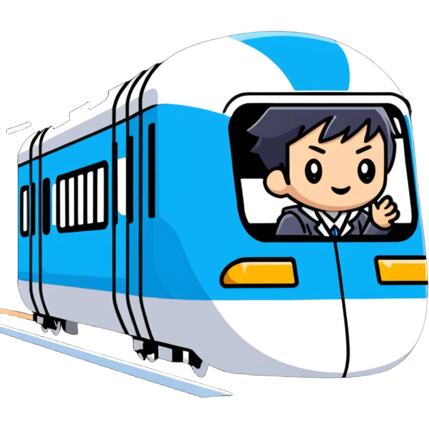 Japanese high school boy riding shinkansen bullet train during school trip emoji