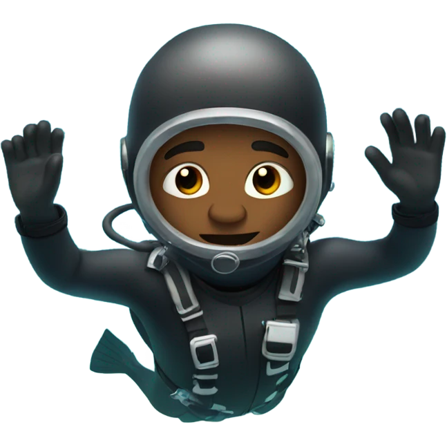 Black guy in scuba suit diving into ocean emoji
