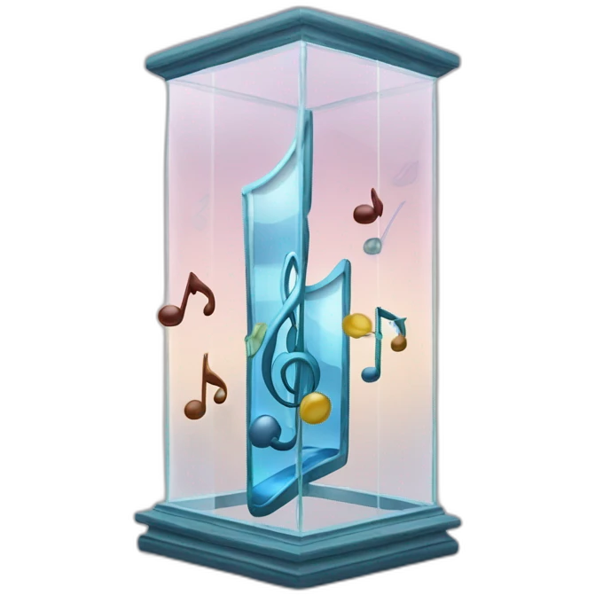 Glass frame tower with giant musical notes inside emoji