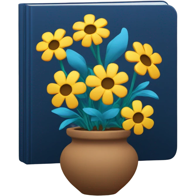 pot flowers with a dark azure book emoji
