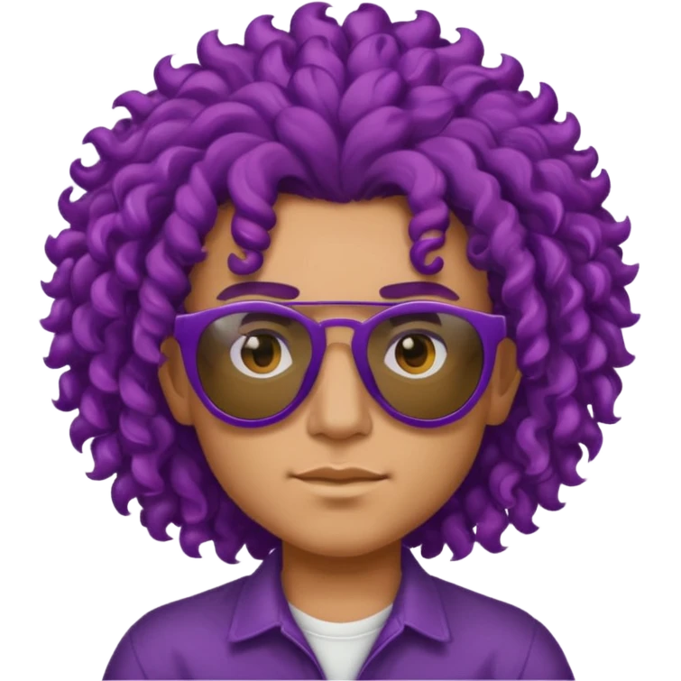 purple haired, curly big haired mexican boy with sunglassess emoji