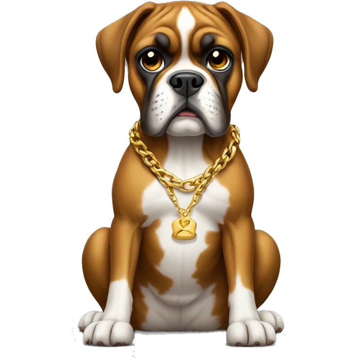 Boxer dog with gold chain, full body  emoji