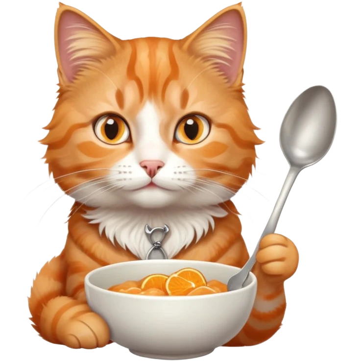 cat holding a silver spoon emoji