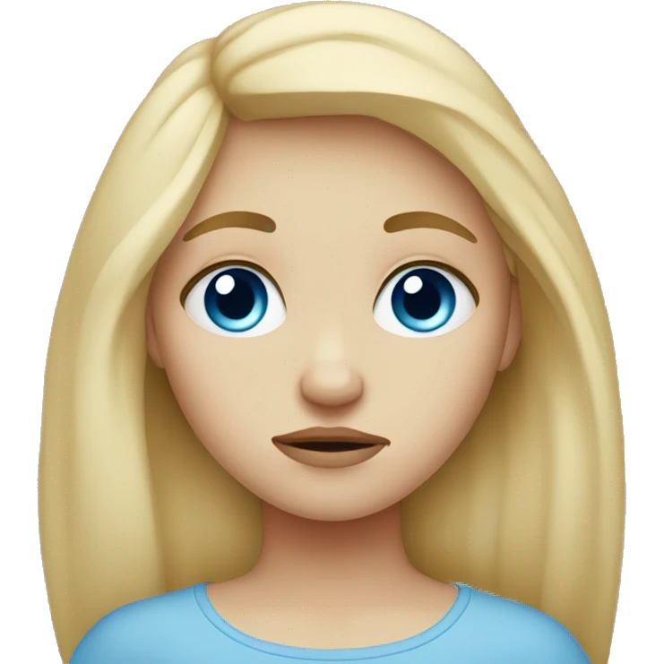 sad blonde girl with blue eyes emoji
