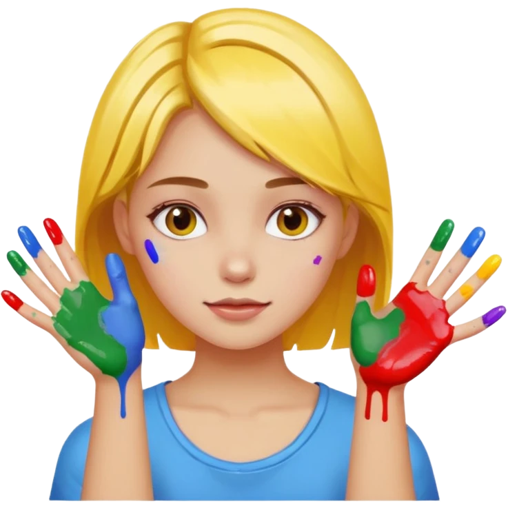 a girl wiht paints on hands  emoji