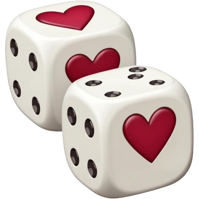 two dices in with burgundy red heart details emoji