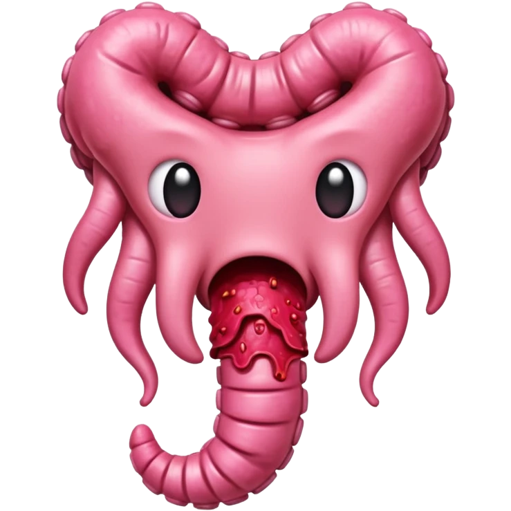 an emoji style image of a bleeding intestine emoji