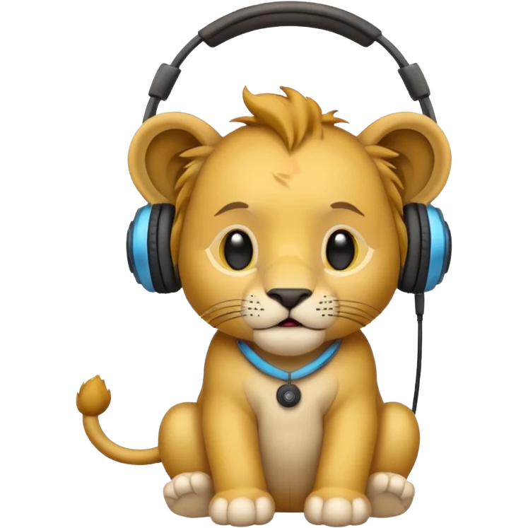 baby lion with headphone emoji