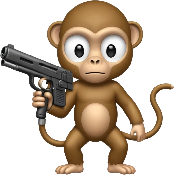 Monkey gangster holding an uzi gun emoji