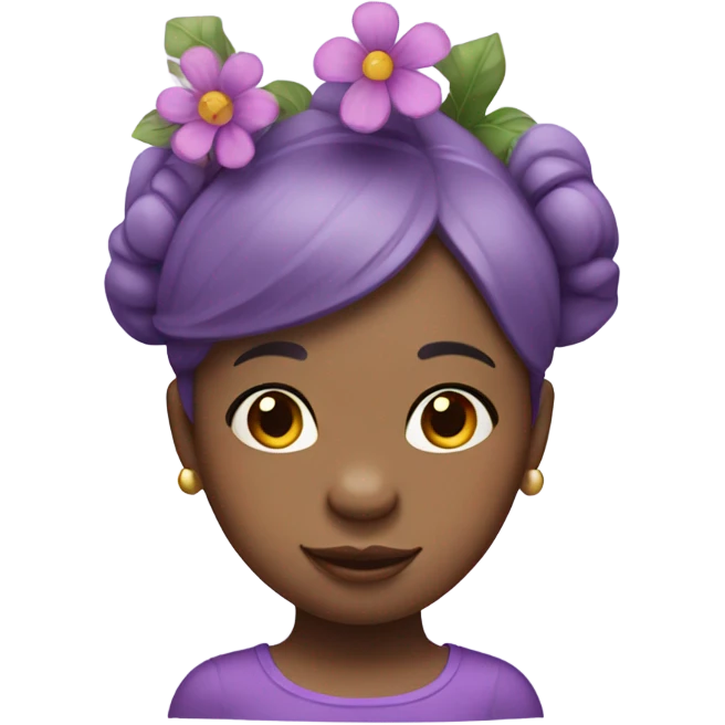 purple hippo girl with a flower on her head emoji