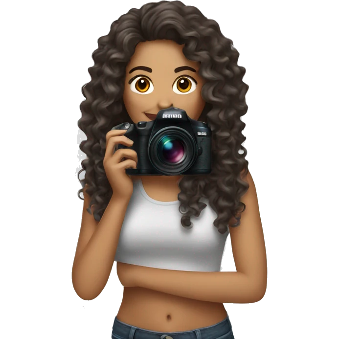 Latina photographer long curly hair emoji