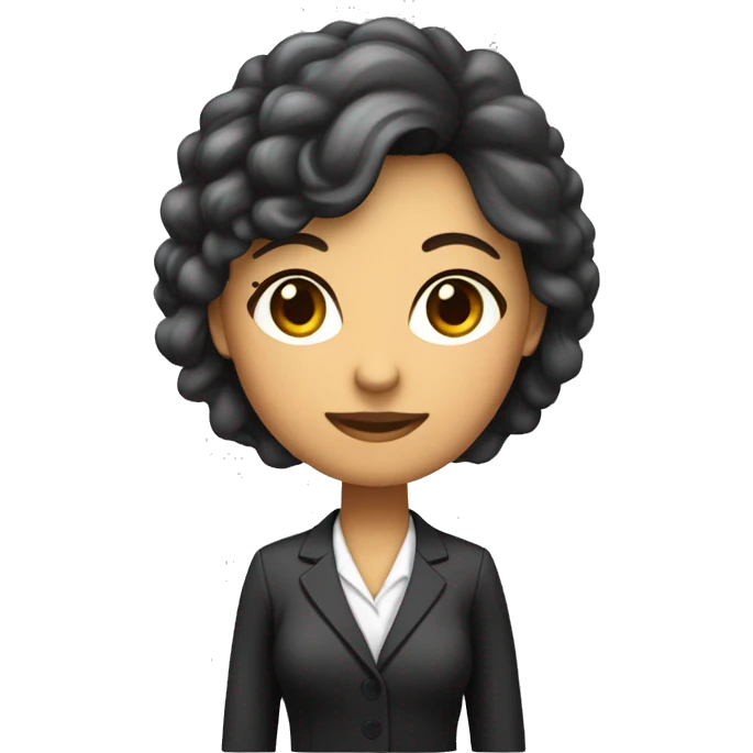 crea un avatar de una mujer empresaria, castaña oscura y pelo rizad emoji