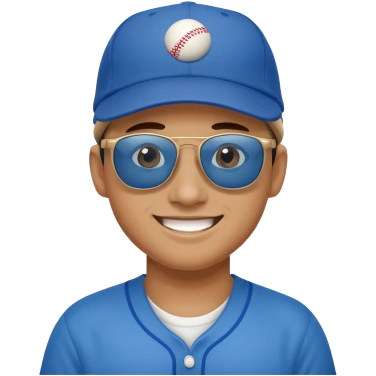 smiling face with sunglasses wearing a blue baseball cap emoji