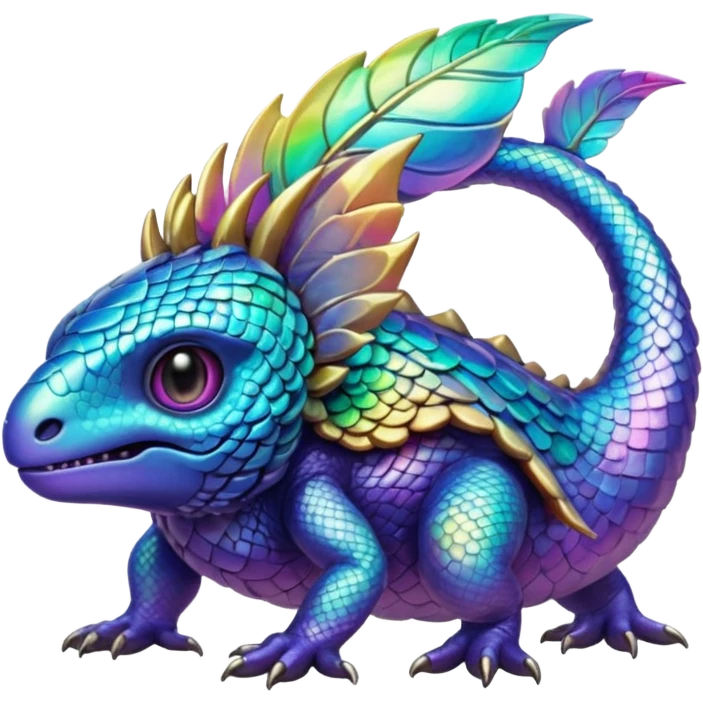 Epic scaley scaled iridescent complex detailed realistic aesthetic-scenic-Fakémon-Trico-Sergal-Serval-Vernid-creature emoji