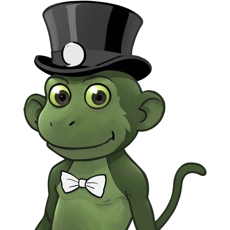 A black monkey with abs on the body and a top hat emoji