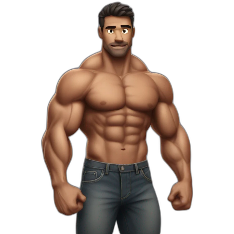Shredded muscular manly man flexing emoji
