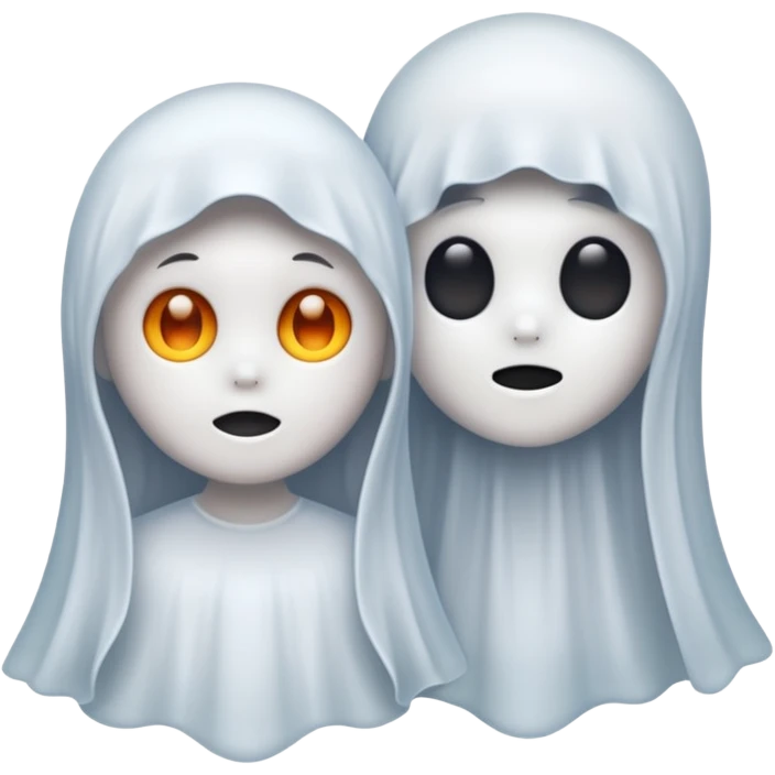 Cute ghost together his ghost girlfriend  emoji