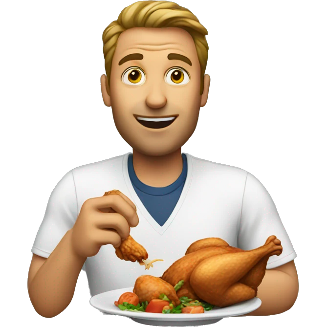 A man eating chicken emoji