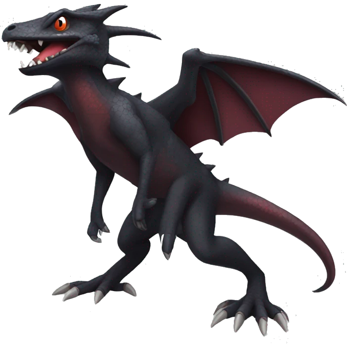 cool edgy black and maroon Dark-type nargacuga reptile Pokémon full body emoji