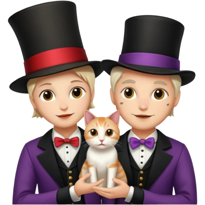 magician couple and their pet cat emoji