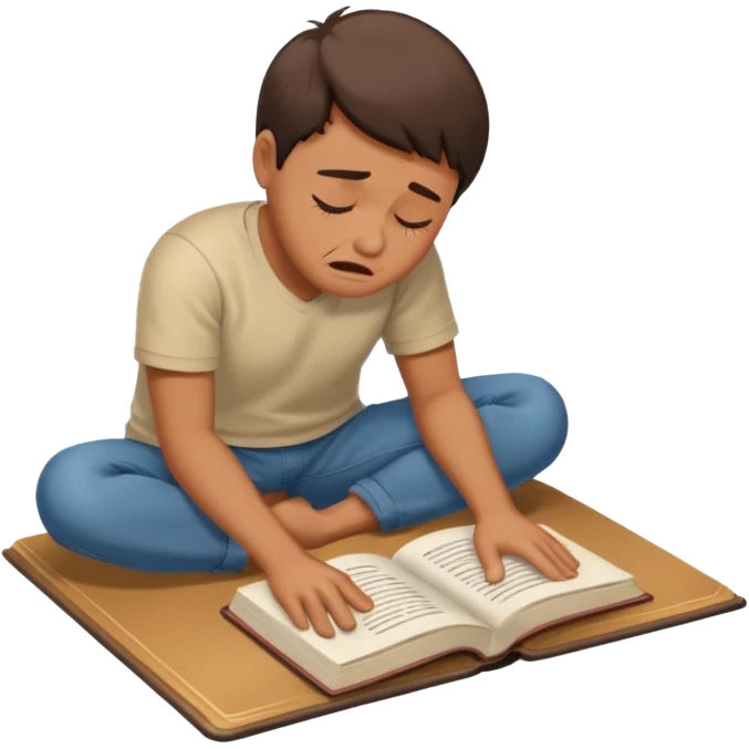Person on the floor crying over a book emoji