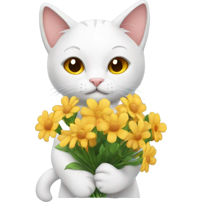 cat holding flowers emoji