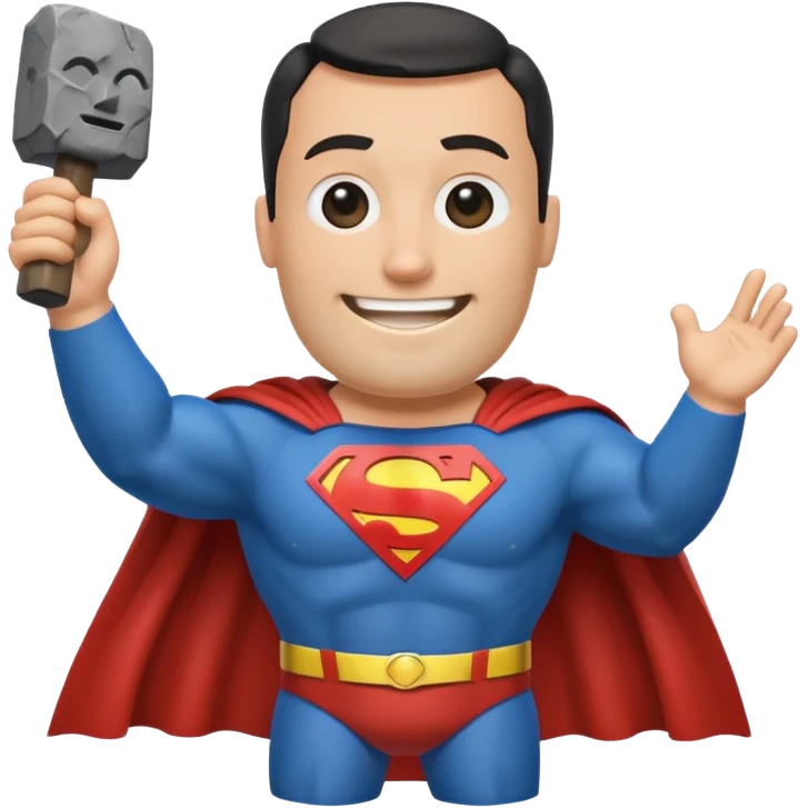 a moai emoji with a superman cape with the original face or the moai emoji with a super man saving people vibe like the superman there is some man waiting in the sky meme but the moai emoji