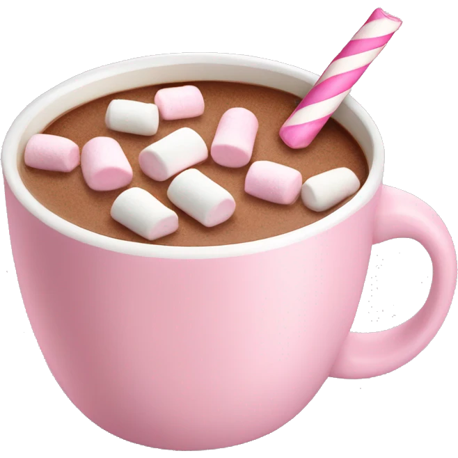 Light Pink mug of hot chocolate with marshmallows  emoji