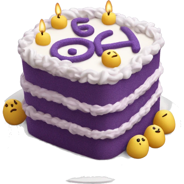 Purple Colored bento birthday with frosting and written on the cake "happy birthday in curly letters emoji