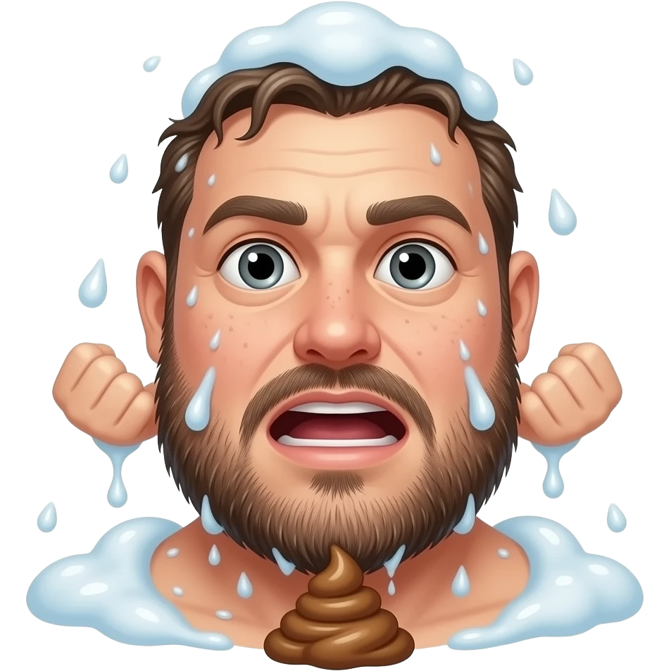 its a disgusting hairy obese unshaved man showering while pooping emoji