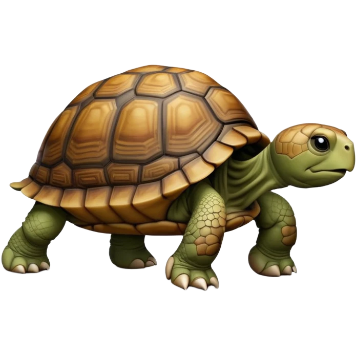 cinematic-tortoise-realistic-full-body-walking-emoji,-sturdy-domed-shell-in-rich-earthy-tones,-thick-scaled-legs-moving-slowly-but-deliberately,-wrinkled-wise-face-peering-ahead-with-calm-determination,-large cute eyes-reflecting-centuries of wisdom emoji