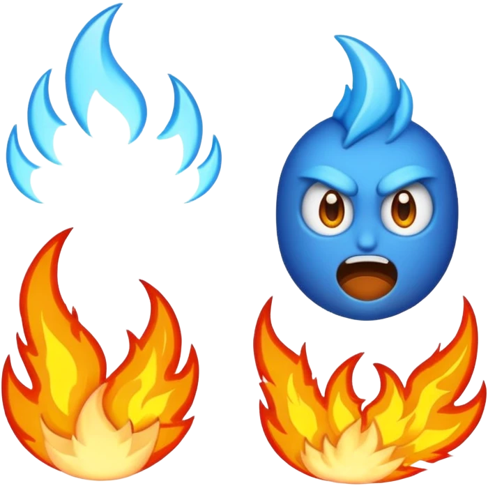 Rayos, centellas y fuego con expresiones de furia extrema azul emoji