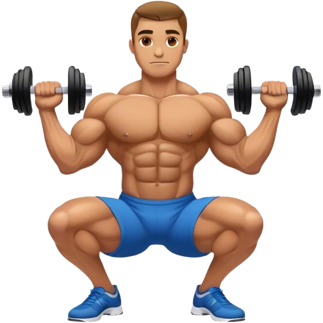 side-view bodybuilder dumbbell lunges emoji