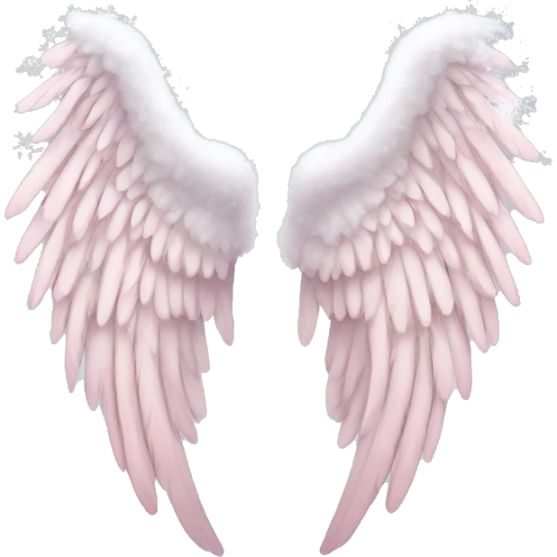 pale pink angel wings with snow on them emoji