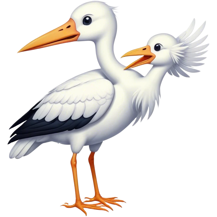 stork with a human baby in the mouth emoji