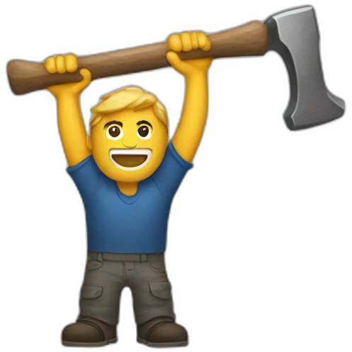 guy holding up a hammer emoji