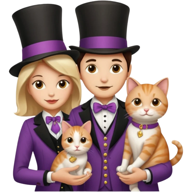 magician couple and their pet cat emoji