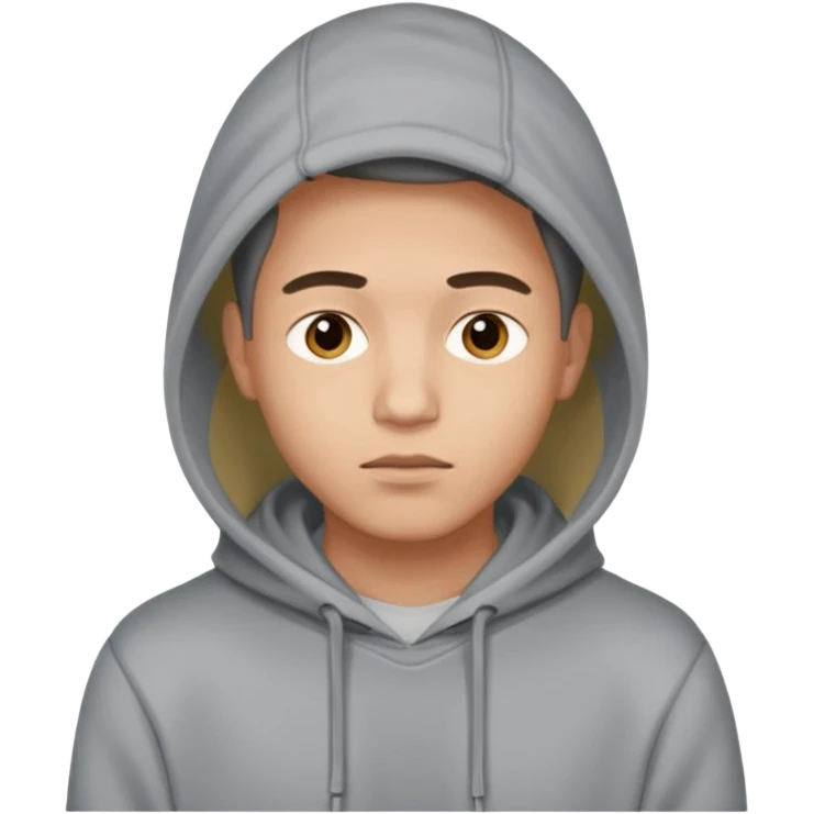 a guy wears a hoodie, his face is a mysterious, he looks pretty and handsome, but very distant  emoji