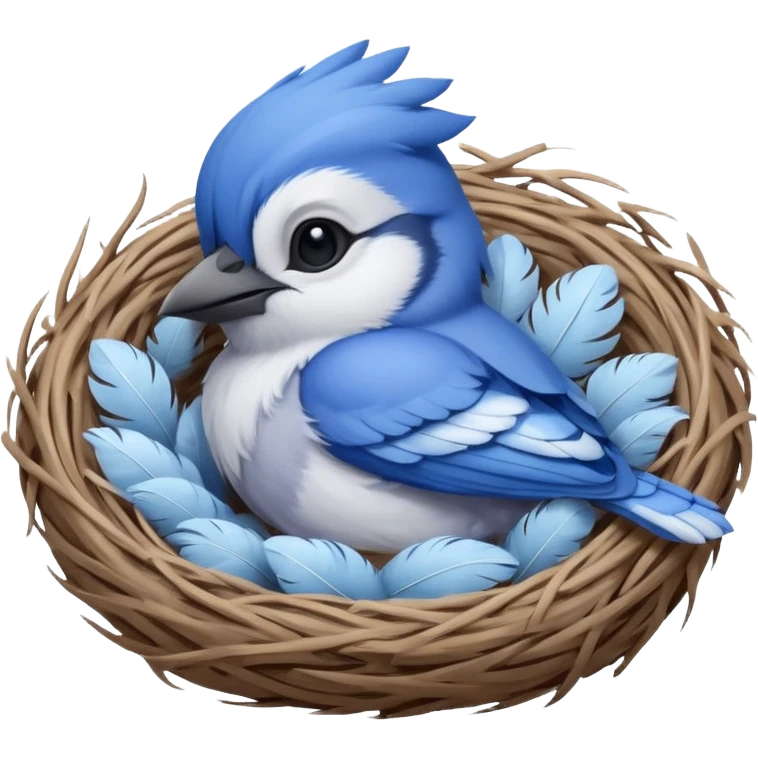 baby bluejay bird sleepin in nest  emoji