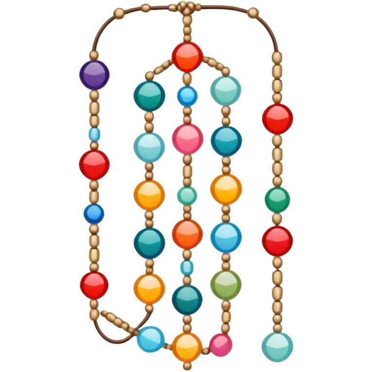 Beadwork icon, colorful beads threaded on wire, intricate pattern, delicate design, minimalistic style, clean lines, transparent background. emoji