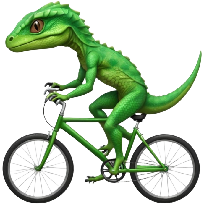 reptilian alien riding a bicycle, lizard-like face, scaled skin, athletic cycling pose, alien warrior vibe, 3D cartoon, mobile game icon style, clean background, no text, no watermark
 emoji