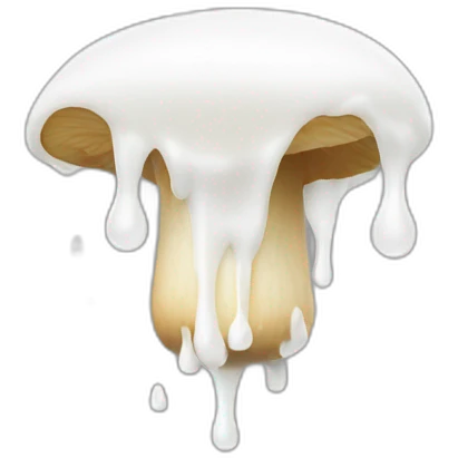 White milk droplets spurting from mushroom top emoji