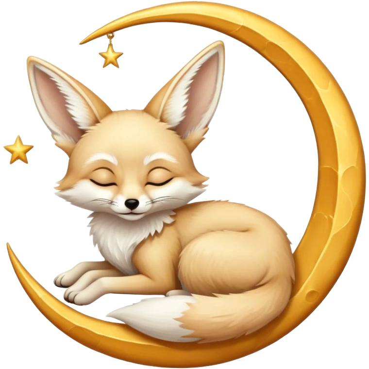 fennec sleeping on a moon sickle  emoji