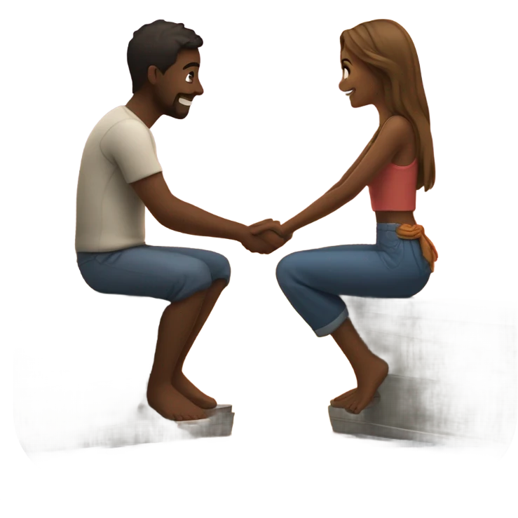 Couple getting engaged over a sunset on a boat emoji