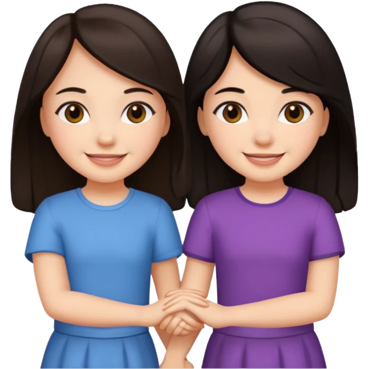 Two friends holding hands girls dark hair emoji